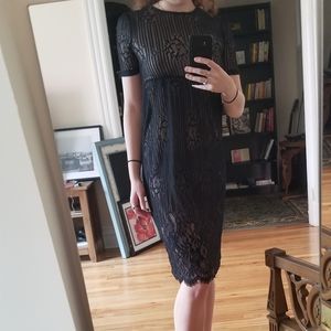 Zara black lace dress midi